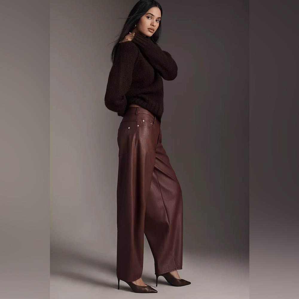 NWT Anthropologie Pilcro Faux Leather Twisted Balloon Pants - Picture 3 of 9